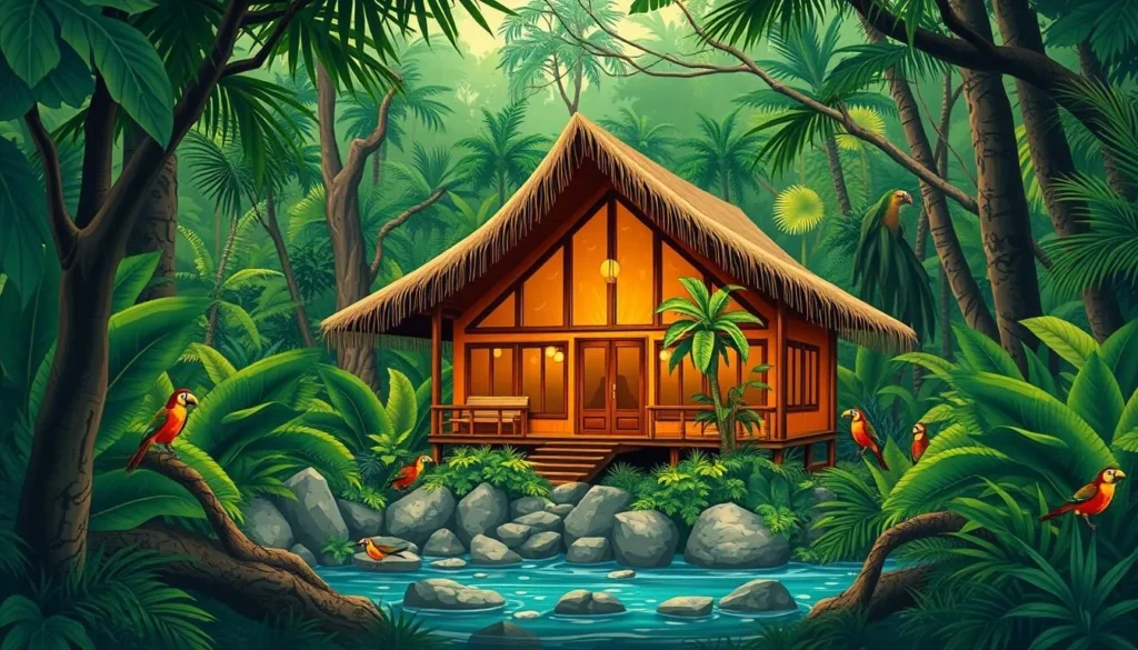 Image of a jungle lodge in the Amazon rainforest
