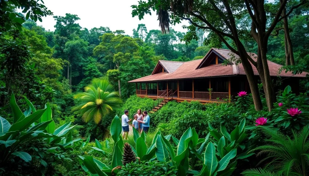 Image of a jungle lodge near Campos Amazonicos National Park