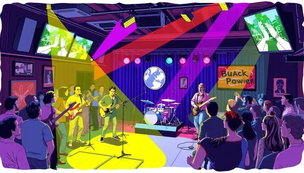 Image of a live music venue in Glen Cove, NY, with a band performing on stage.