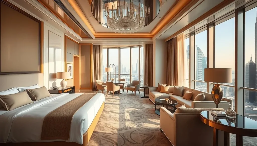 Image of a luxurious hotel suite in Dubai or Abu Dhabi