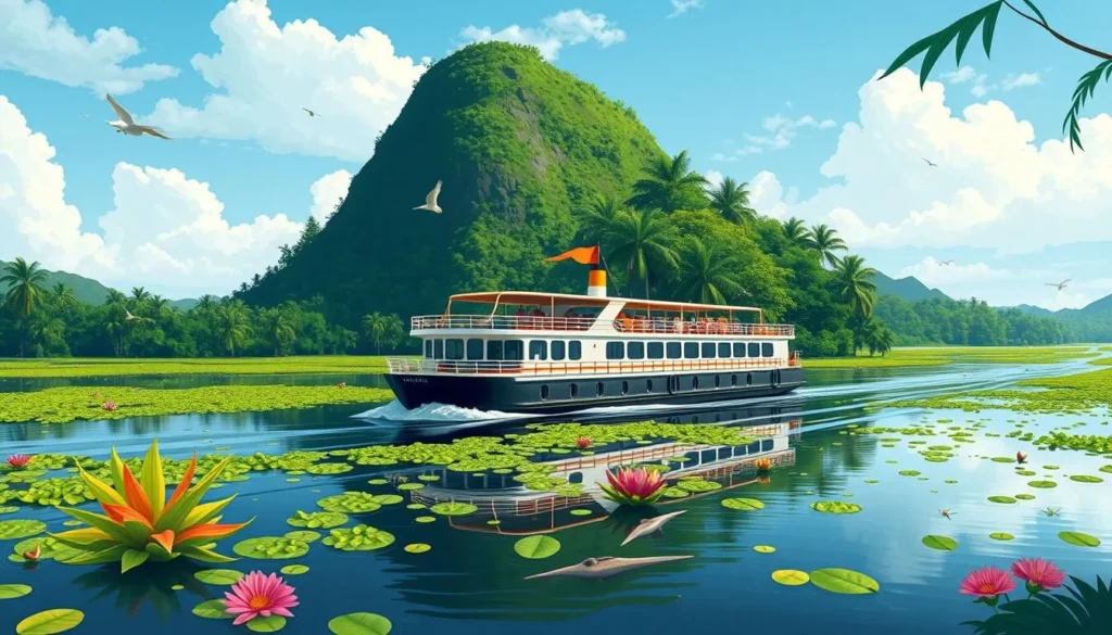 Image of a luxury Amazon cruise navigating through the Pacaya Samiria National Reserve
