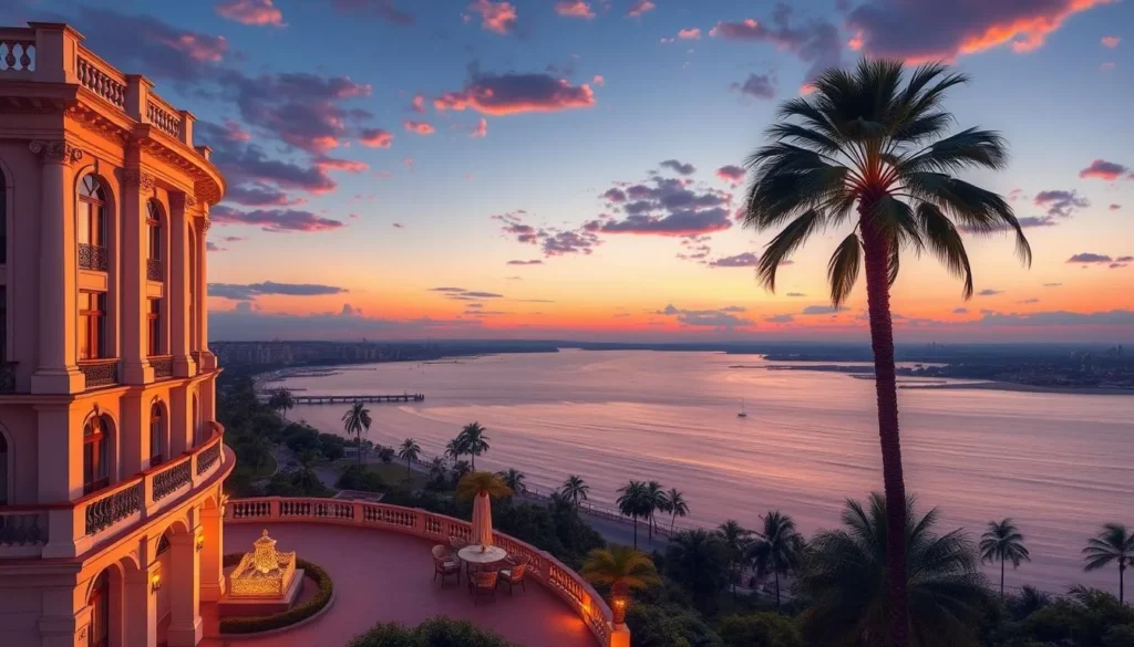 Image of a luxury hotel in Colonia del Sacramento with a view of the Rio de la Plata