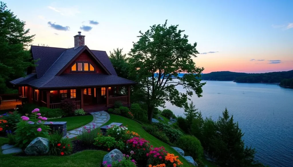 Image of a luxury lakeside cottage with a view of Seneca Lake