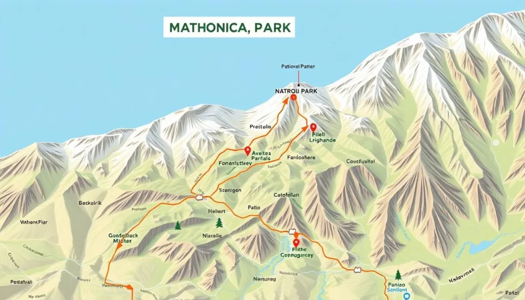 Image of a map showing the access points to Sarek National Park