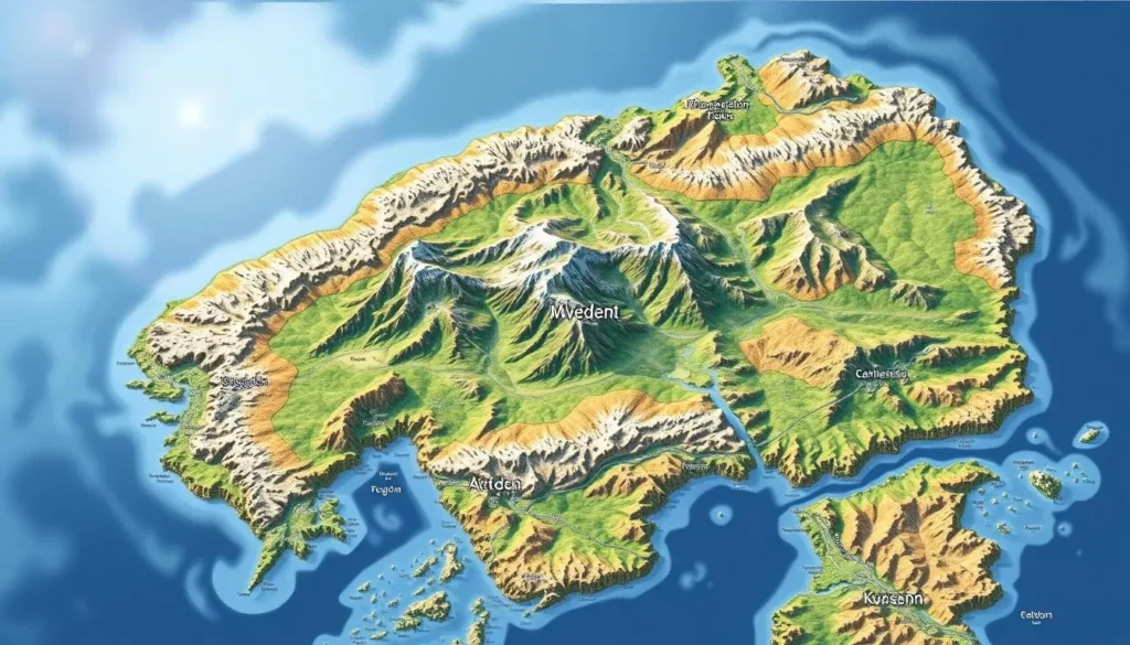 Image of a map showing the location of Aigert Mountains in Sweden