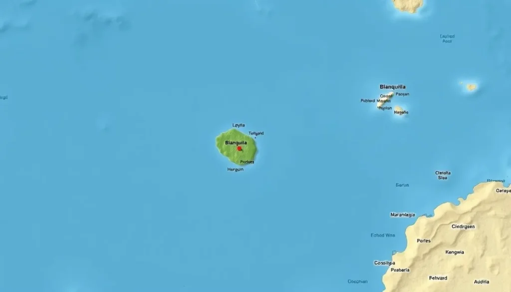 Image of a map showing the location of Blanquilla Island in the Caribbean Sea