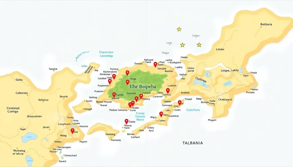 Image of a map showing the location of Ilha de Boipeba