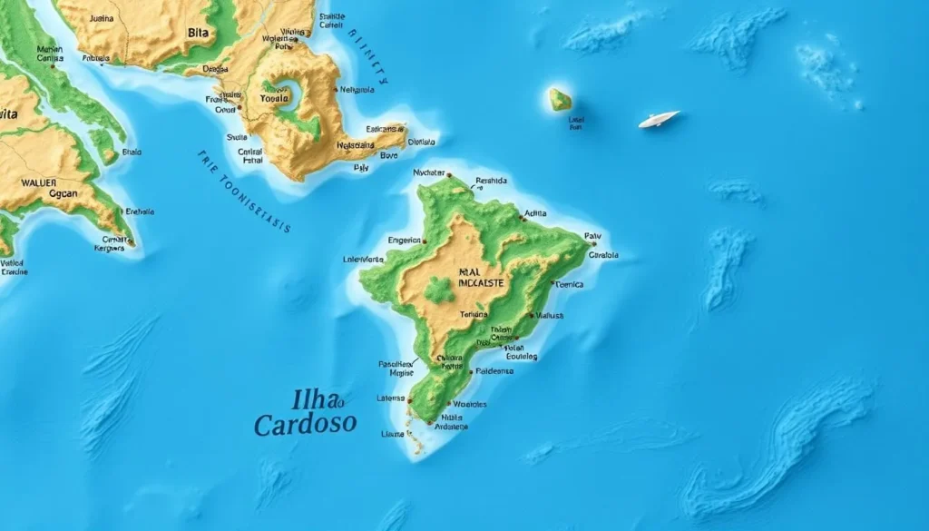 Image of a map showing the location of Ilha do Cardoso, Brazil