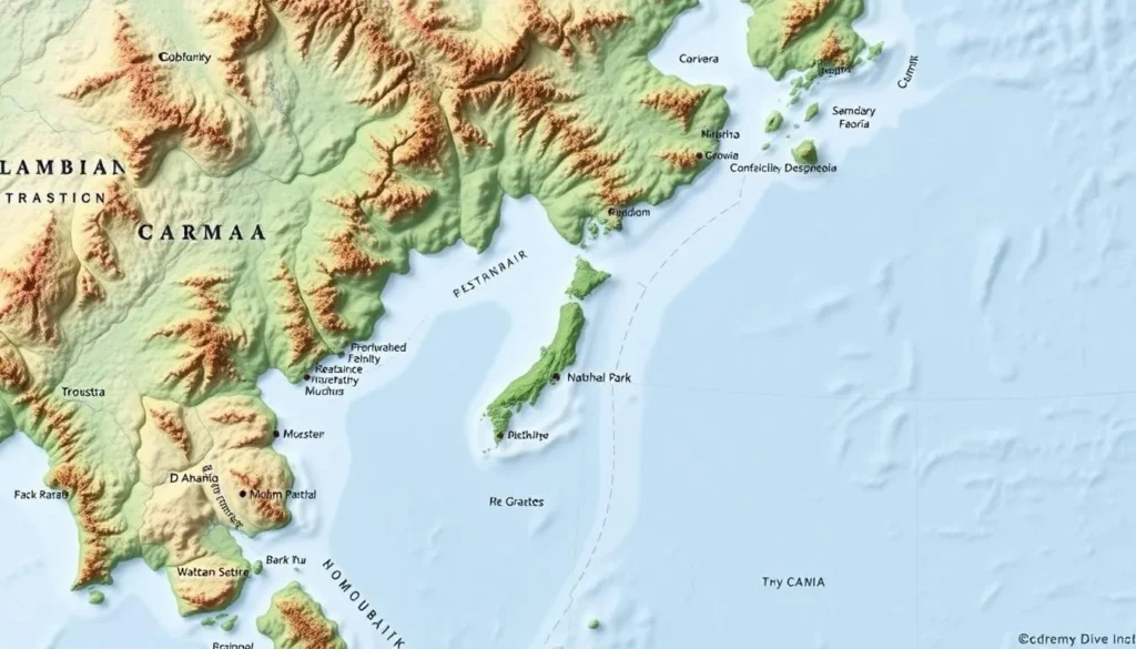 Image of a map showing the location of Mochima National Park
