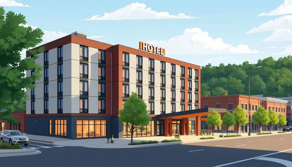 Image of a modern downtown hotel in Binghamton, NY Image of a modern downtown hotel in Binghamton, NY