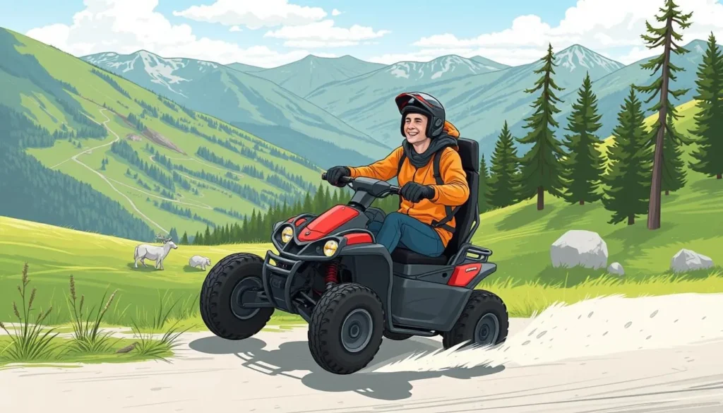 Image of a person enjoying a buggy ride or downhill scooter in the Jeseniky Mountains