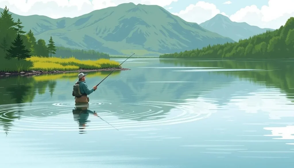 Image of a person fishing in one of Innlandet's lakes or rivers