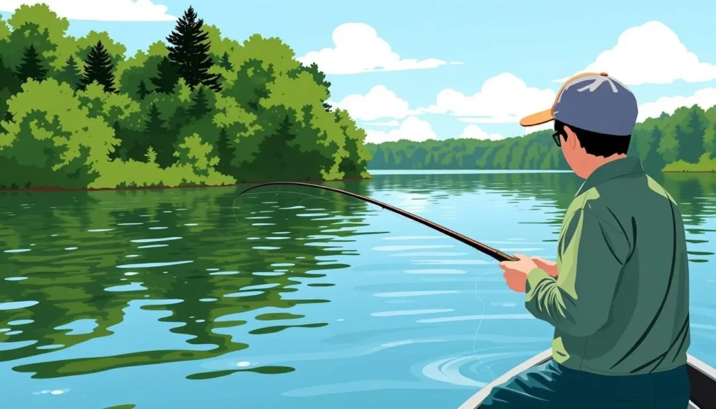 Image of a person fishing on Oneida Lake