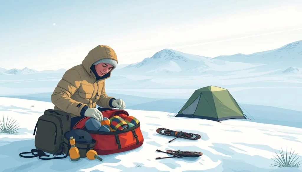 Image of a person packing winter gear for Hardangervidda