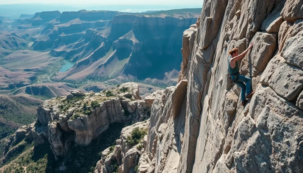 Image of a person rock climbing in Ostaš
