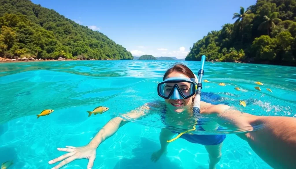 Image of a person snorkeling in Lagoa Azul, Ilha Grande