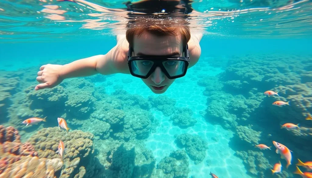 Image of a person snorkeling in the crystal-clear waters of Los Roques