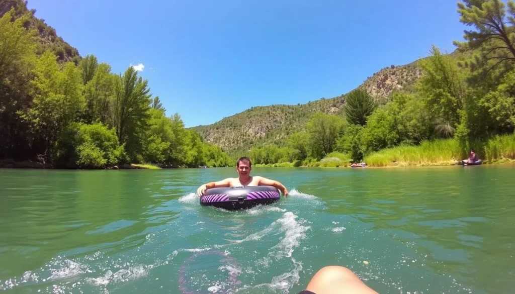 Image of a person tubing down the Palomino River