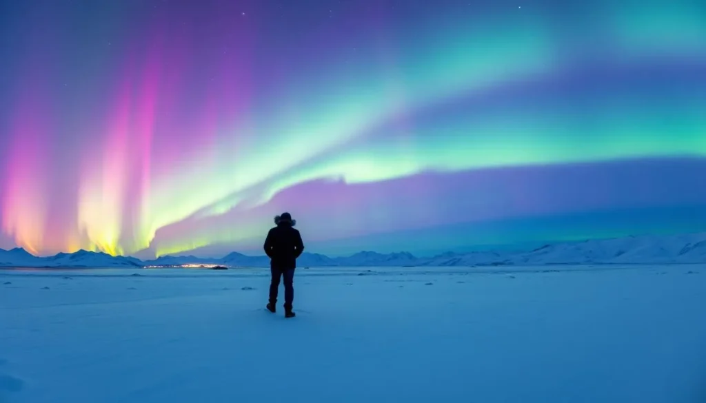 Image of a person witnessing the Northern Lights in Tromso