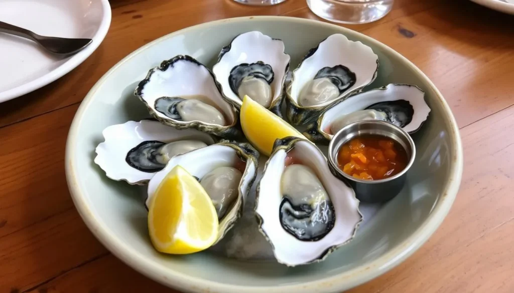 Image of a plate of freshly shucked oysters at The Company Shed