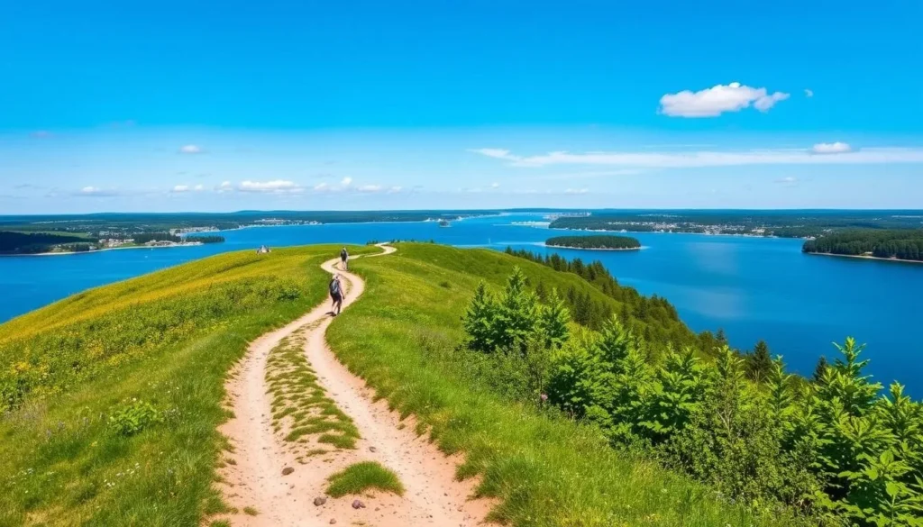 Image of a scenic hiking trail along Lake Mälaren