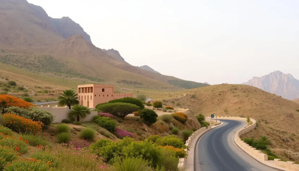 Image of a scenic route to Bidbid Province, Oman