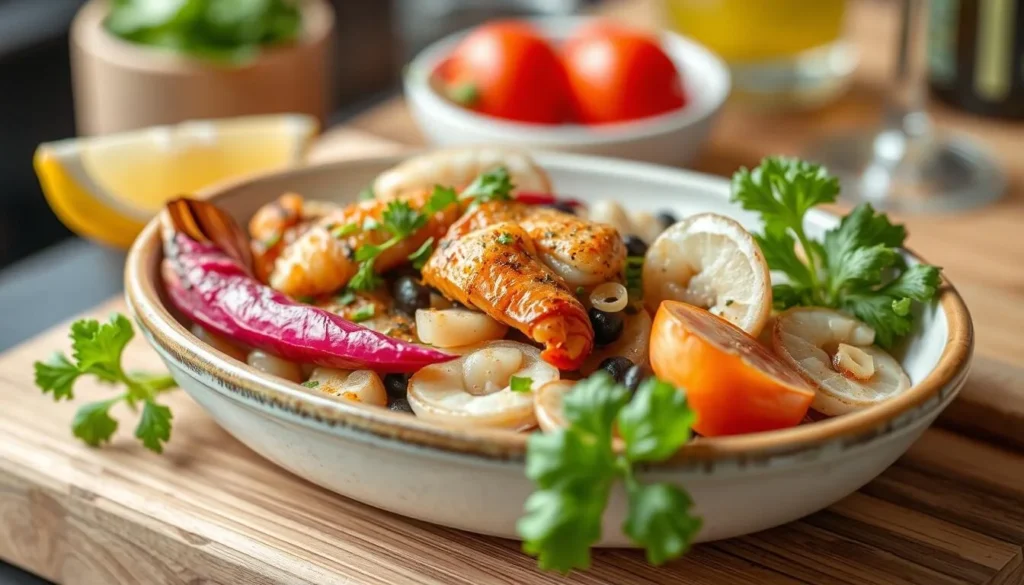 Image of a seafood dish at Apotekergata No.5, highlighting the freshness of the ingredients