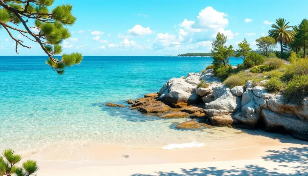Image of a serene beach in Kalmar with clear waters and scenic surroundings