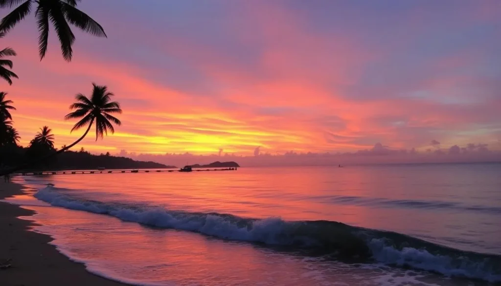 Image of a serene beach on Havelock Island during sunset