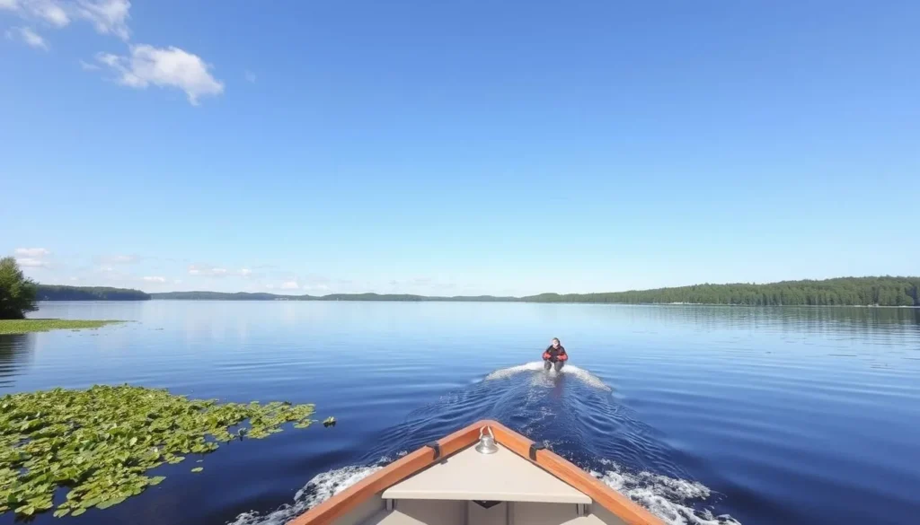 Image of a serene boat ride on Lake Hjalmaren