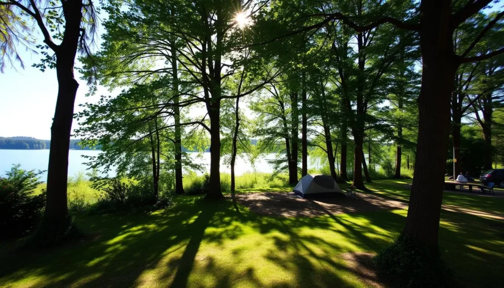Image of a serene camping site near Lake Stora Le