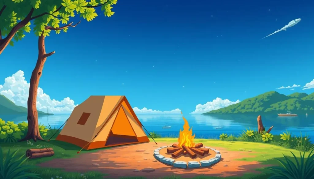 Image of a serene camping spot on Angso Island