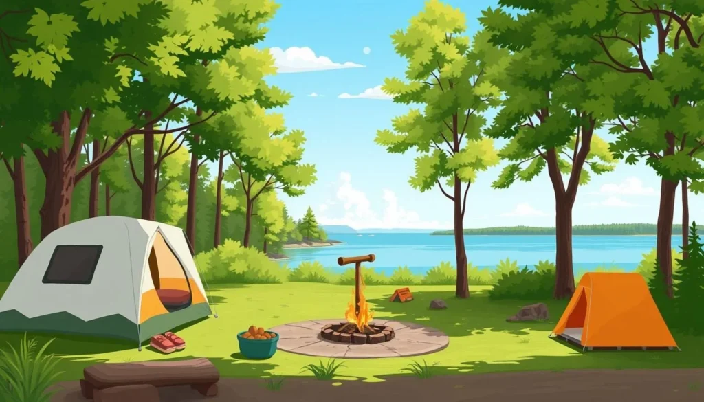 Image of a serene campsite at Jarvis Bay Provincial Park near Sylvan Lake