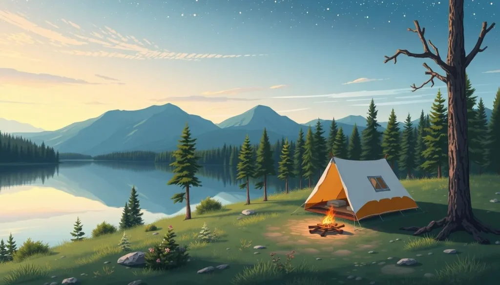 Image of a serene campsite in Pieljekaise National Park