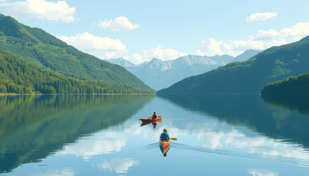 Image of a serene canoeing scene on Lake Femunden