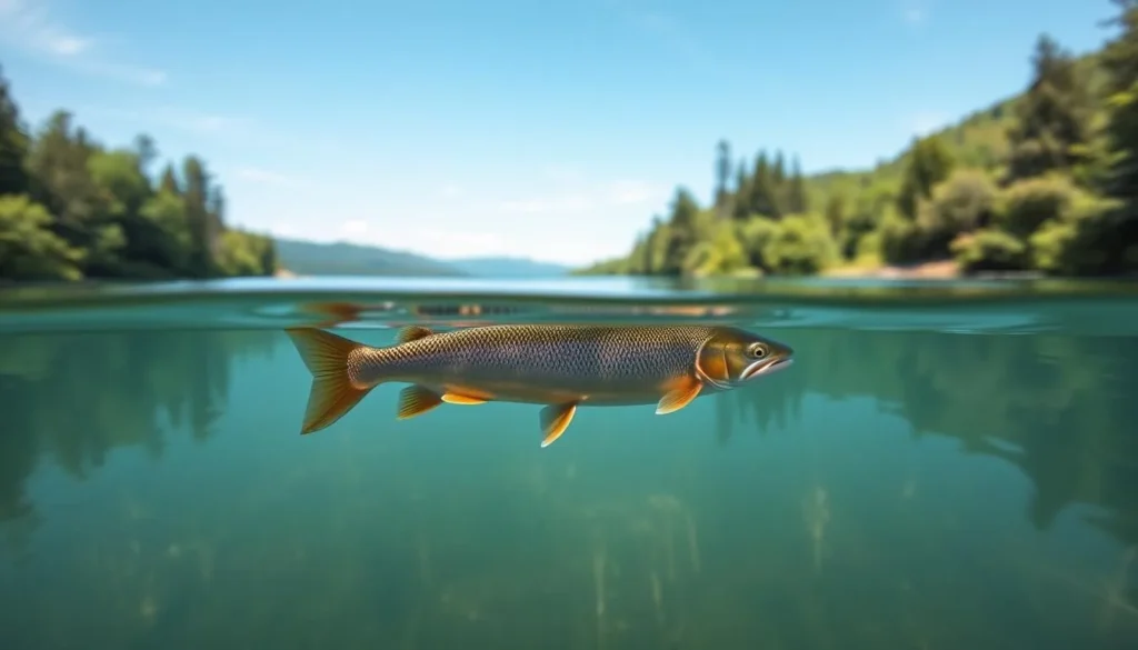 Image of a serene fishing scene on Lake Jolstravatnet with a Jølsterauren trout