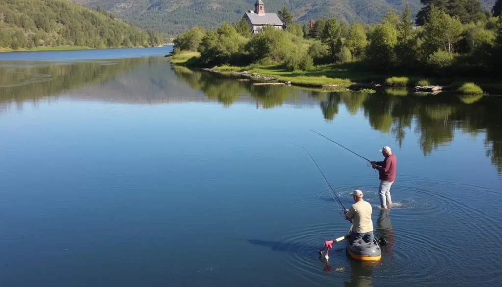 Image of a serene fishing spot on the Arkansas River with anglers in action