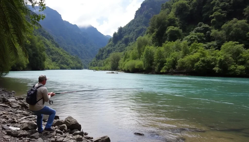 Image of a serene fishing spot on the Futaleufu River