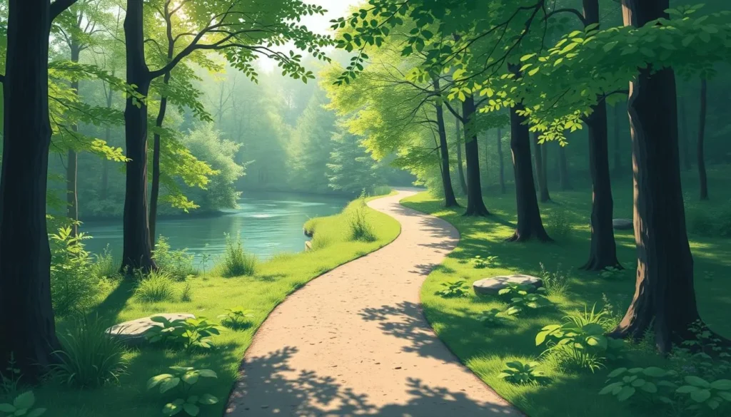 Image of a serene forest trail in Karlovy Vary's Lázeňské Lesy