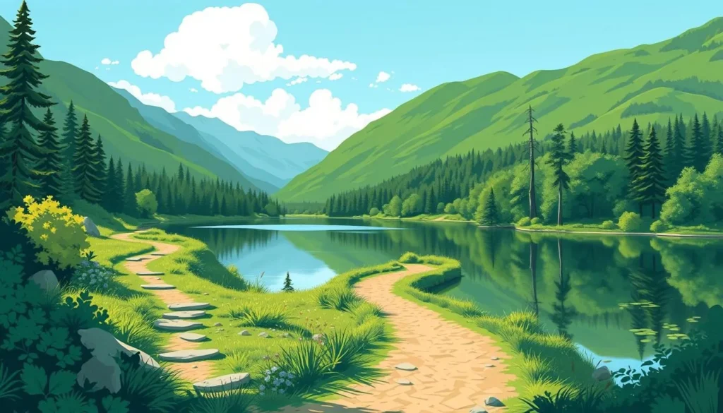 Image of a serene hiking trail around Lake Vaddo