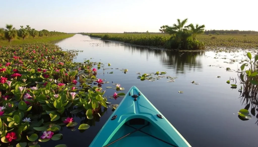Image of a serene kayaking route through Pea Island's marsh channels