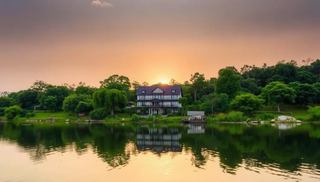 Image of a serene lakeside hotel in Zarasai