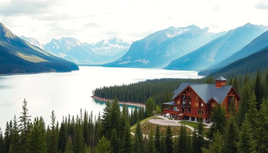 Image of a serene lodge near Peyto Lake