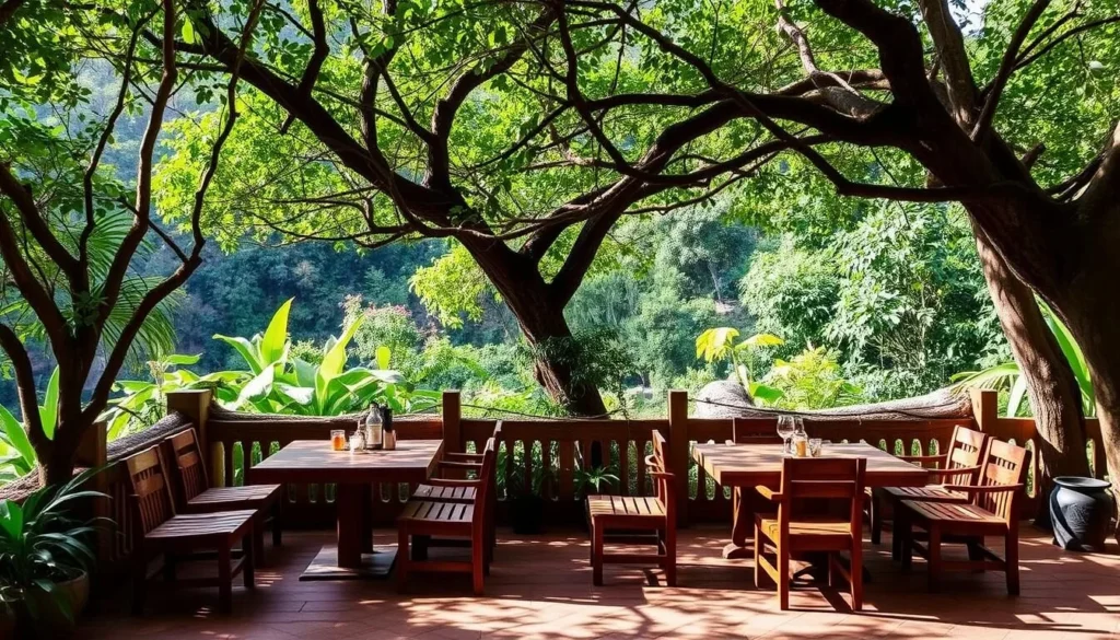 Image of a serene vegetarian restaurant near Chapada dos Veadeiros National Park