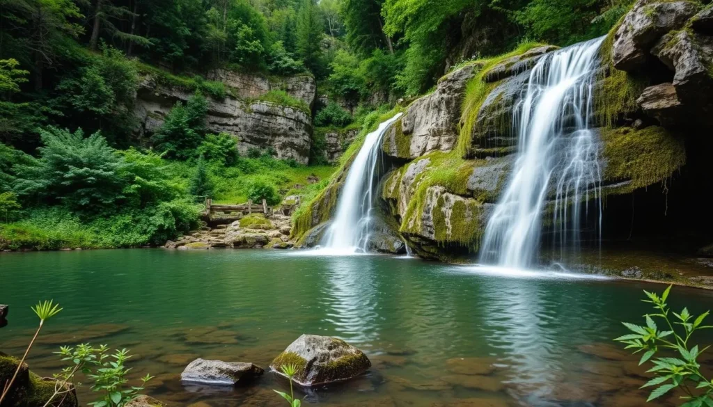 Image of a serene waterfall in Krkonose National Park