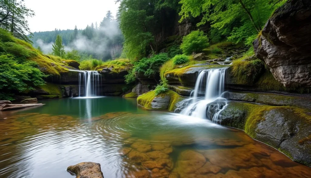 Image of a serene waterfall in Krkonose National Park