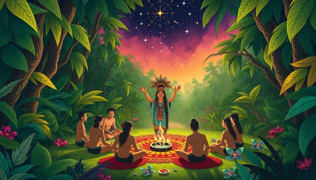 Image of a shaman leading an Ayahuasca ceremony