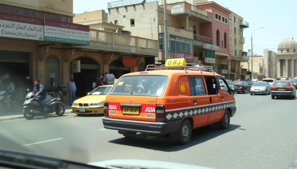 Image of a shared taxi in Iraq