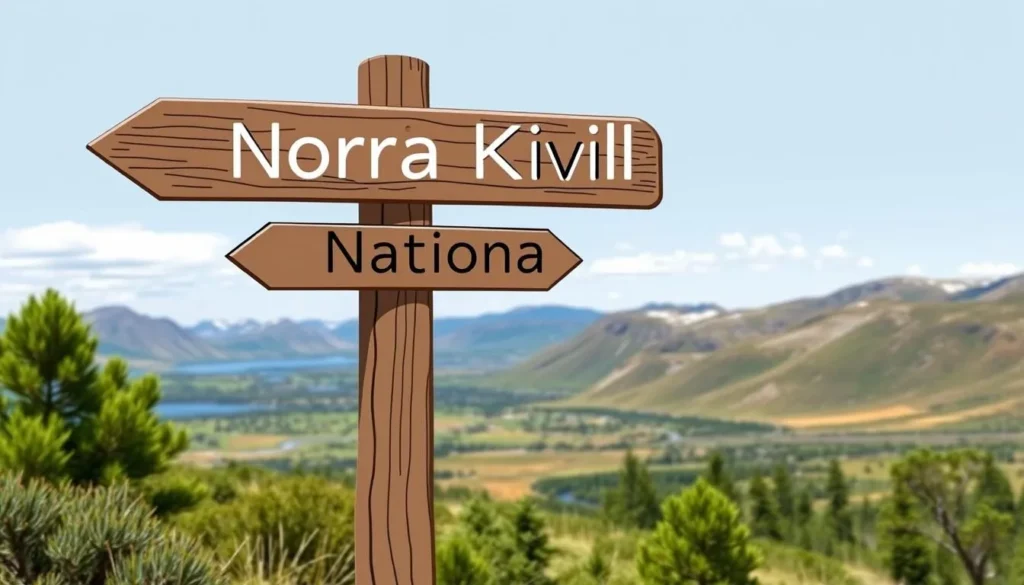 Image of a signpost directing to Norra Kvill National Park