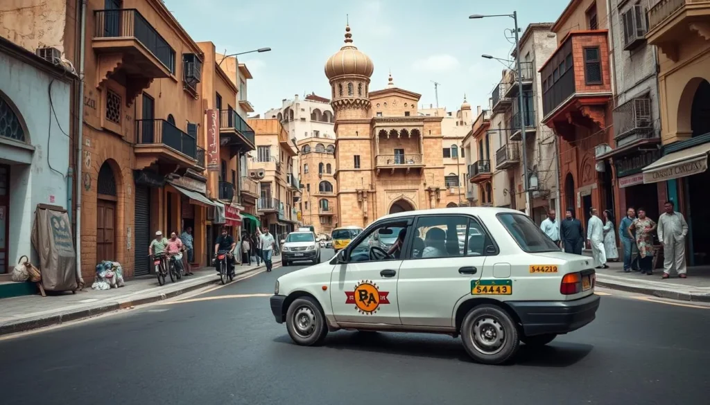 Image of a taxi in Sanaa's old city